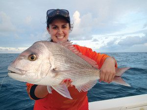 Rachel landed her first snapper.