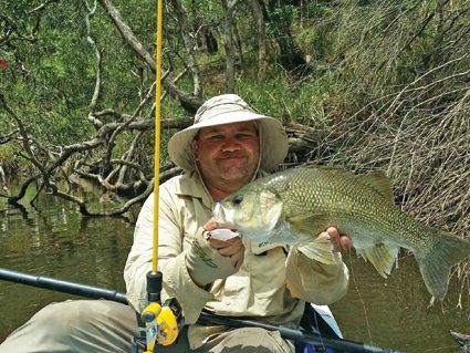 A cracking wild bass pulled from one of the creeks below Monduran by Stuart Adcock.