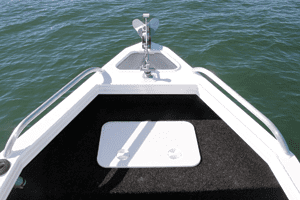 The front casting platform has a massive amount of storage under the hatch. There is also ample room for plenty of chain and anchor rope in the front well.