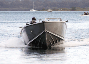 Head-on shot without the SLTs – boat leaning to one side.