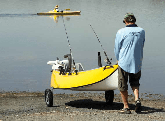 Well positioned removable wheels make launching easy.