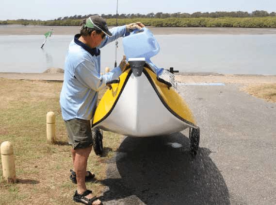 Wash down is a breeze. Note concave edges of hull for direction and stability.