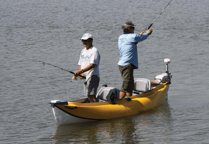 The Caninghi is so stable two people can easily stand up and fish.