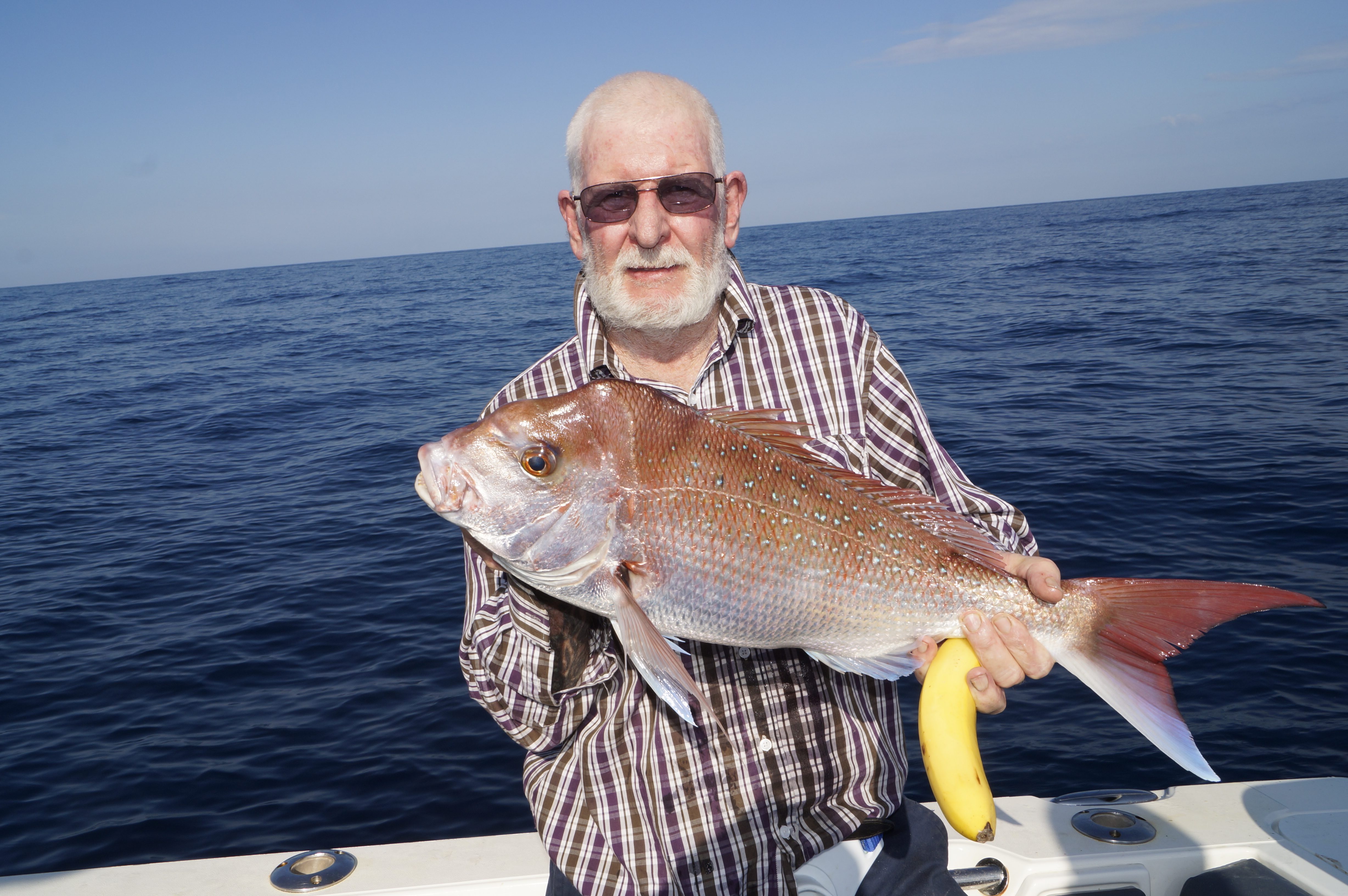 Bananas with lunch didn’t stop Andy Odgers from catching cracker snapper.