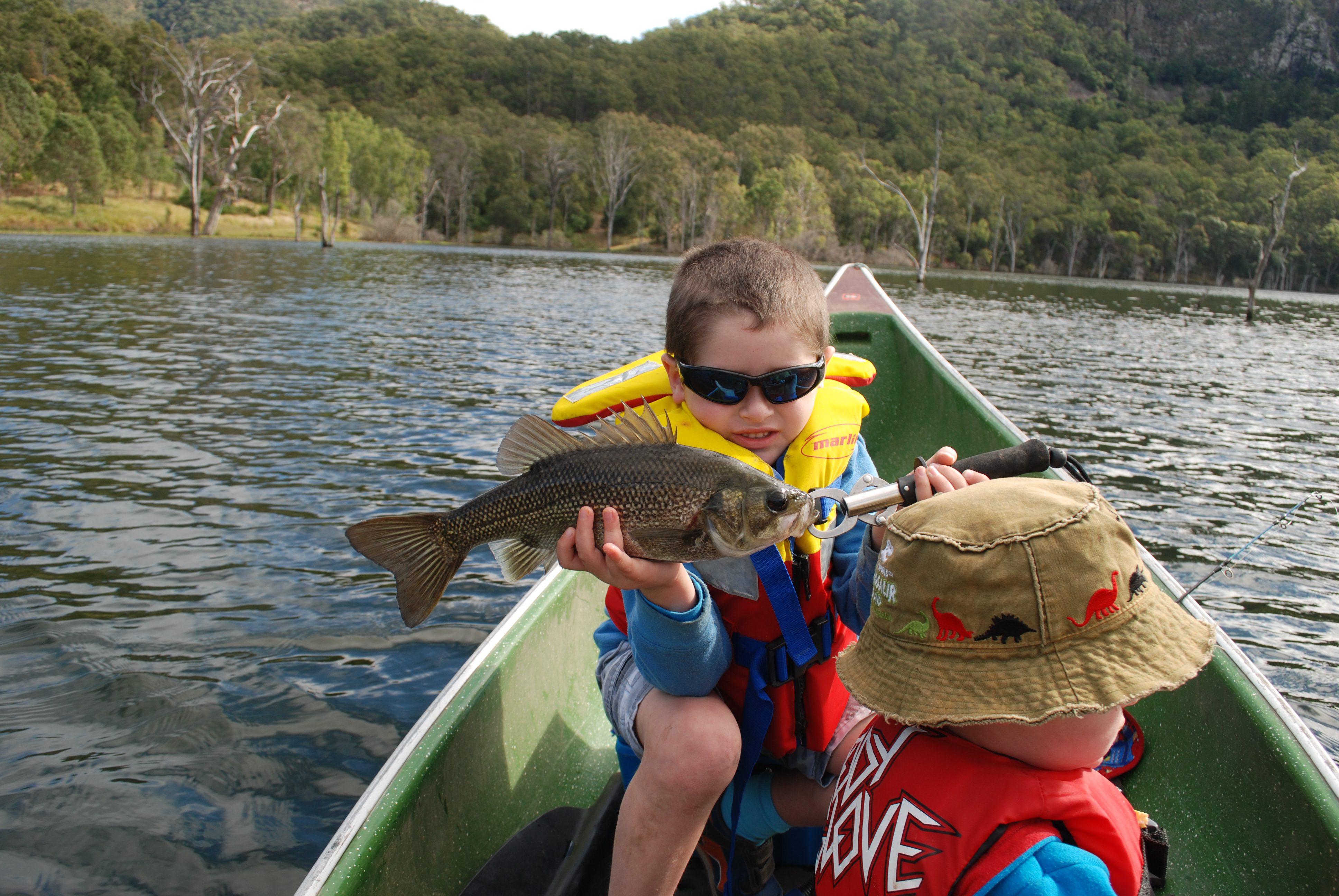 A few bass of this size put up enough of a fight to wear kids out.