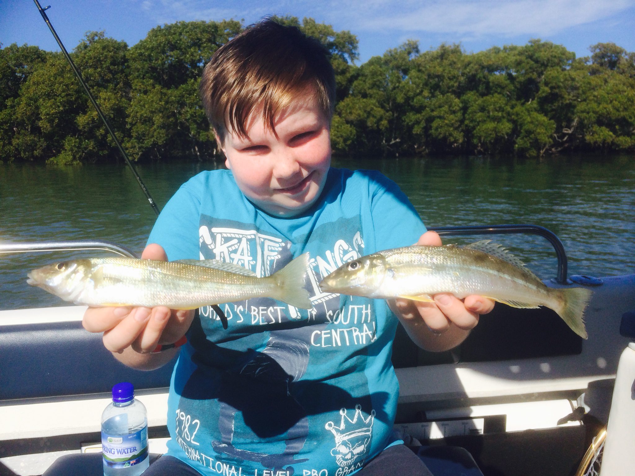Hayden with a couple of his 30 winter Whiting he caught in a two hour session out on the banks in Moreton Bay