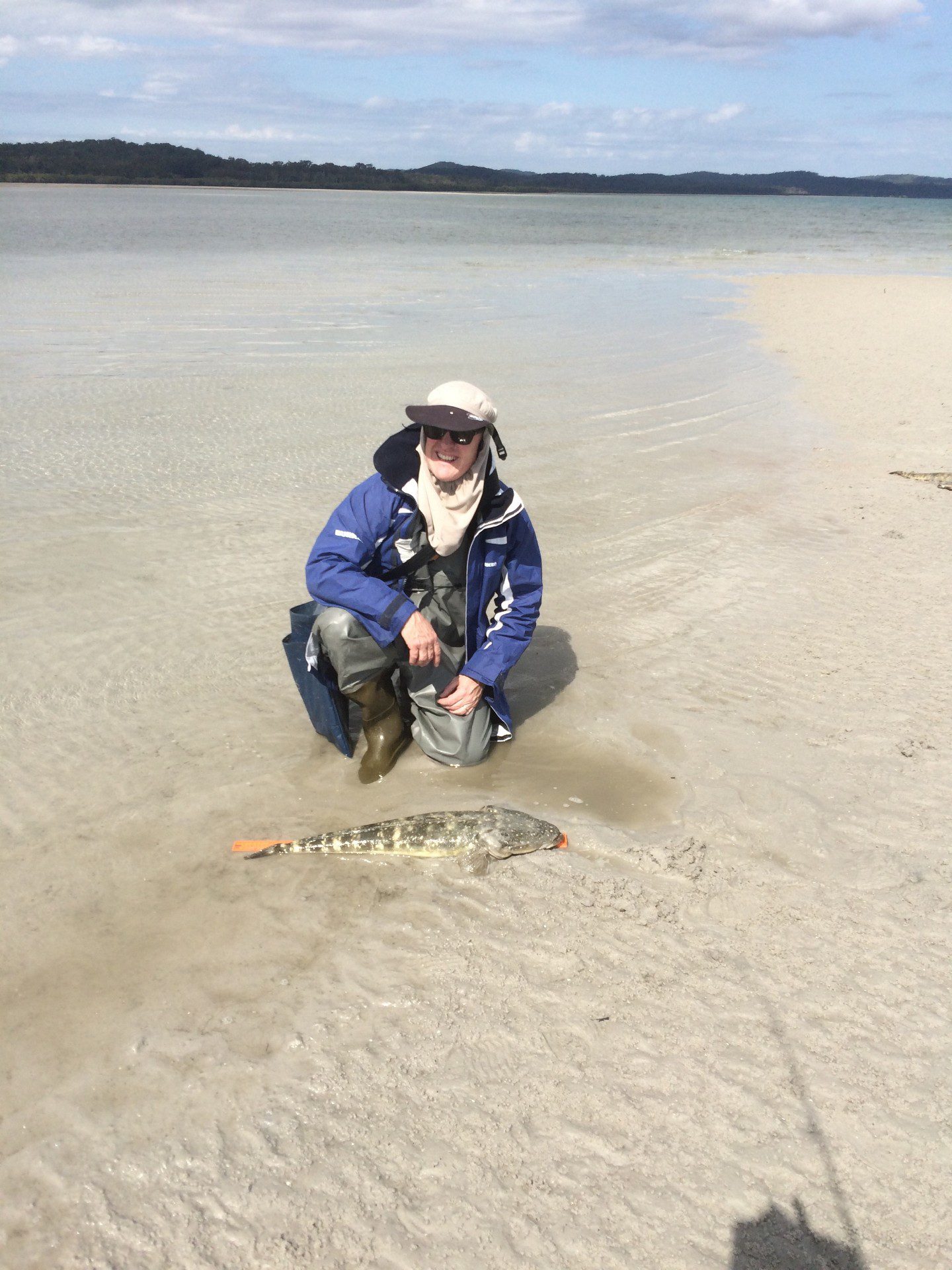 Rossco with a lovely 78cm flattie on a Zman Slim Swimz about to be released.