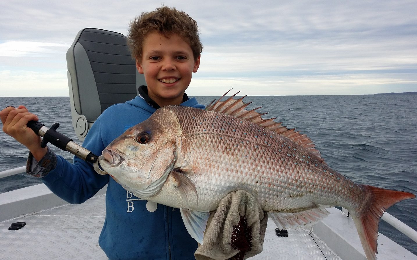 Angus with an 80cm snapper.