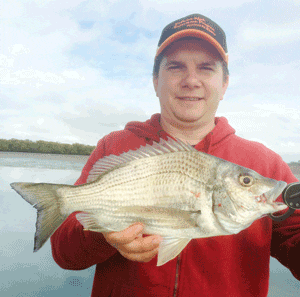 Numerous solid bream are being captured such as this 40cm model taken while casting soft plastics for flathead. 