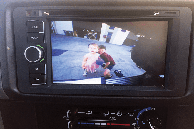 The addition of a reversing camera ensures you have a clear view behind the car.
