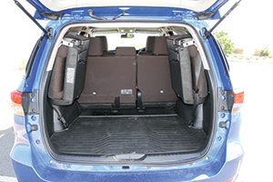 With the seats folded up there is plenty of room in the boot.