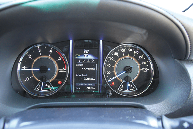 Fuel consumption data is easily visable while driving.