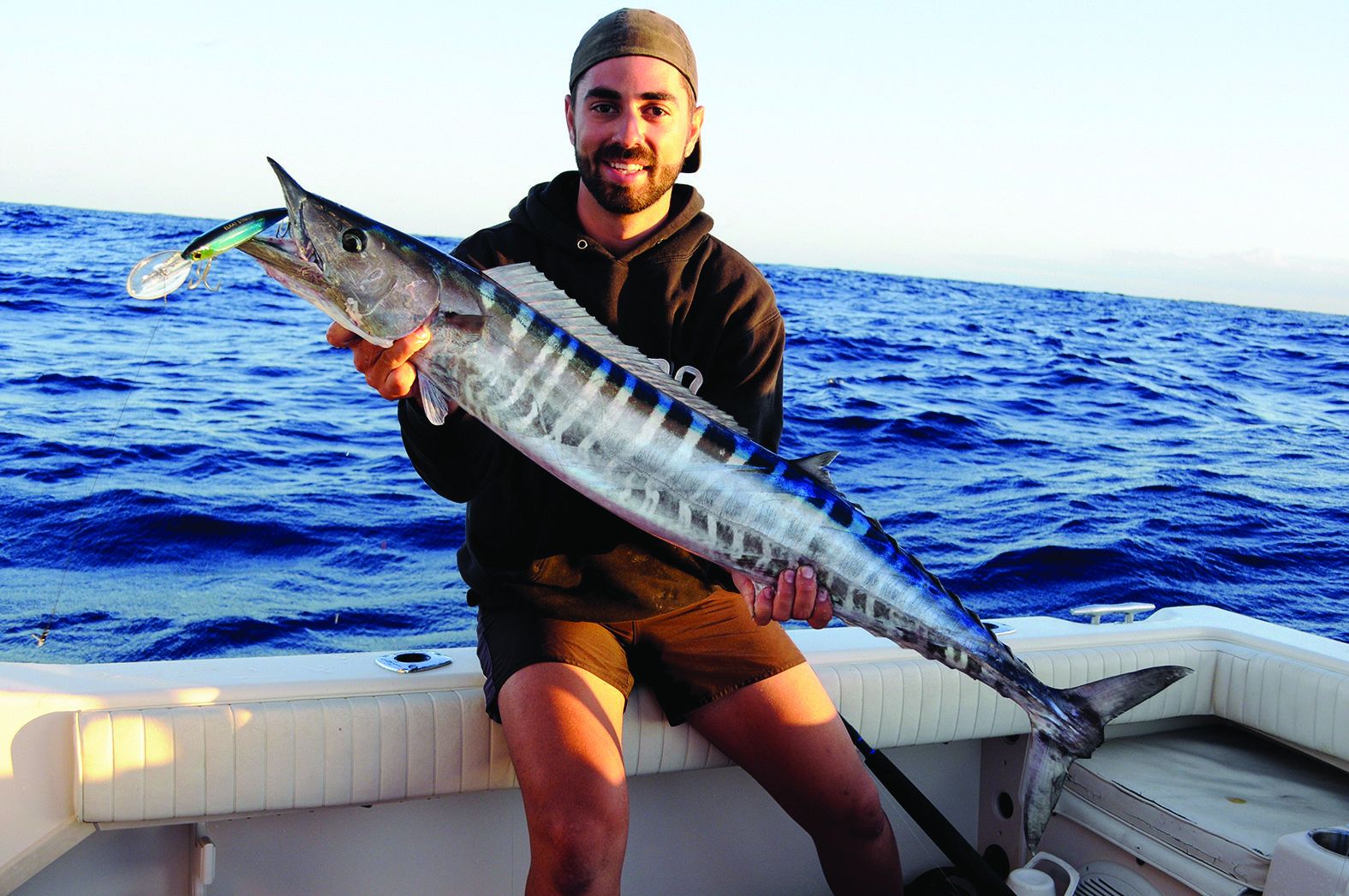 Peter with a great-sized school wahoo that took an ELKAT 120mm Striker Deep Diver. 