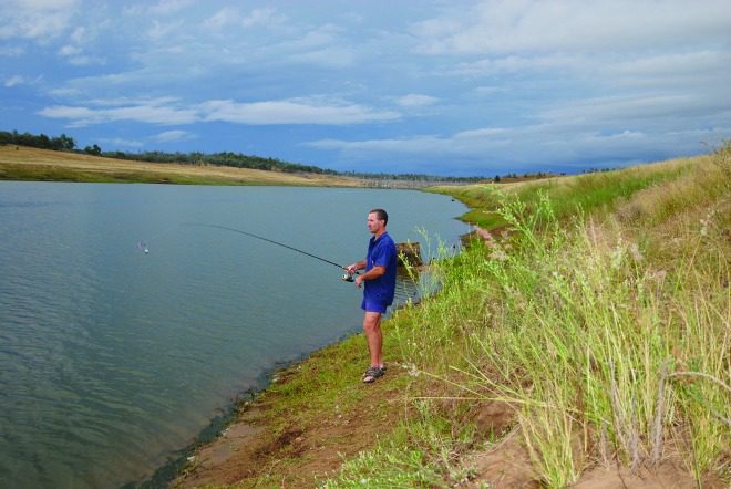 Fishing from the bank can be productive, however inland temperatures can be hot at this time of year.