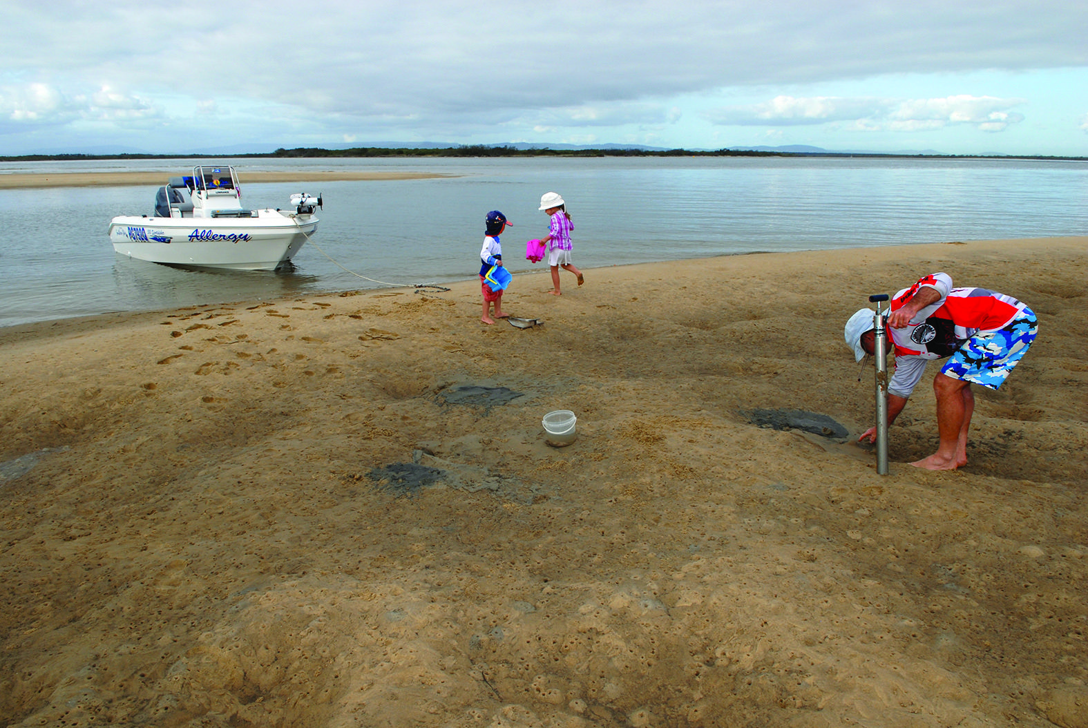 Pumping for yabbies in the Jumpinpin region is very productive.