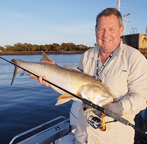 Rob Mendham with his first thready from the Brisbane River.