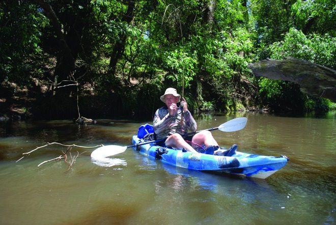 Avoid high sticking graphite rods; choose a shorter rod for creek fishing.