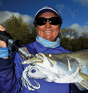 The author slowly rolled a Samaki Vibelicious Thumper Tail out of a snag and landed this solid fish. 