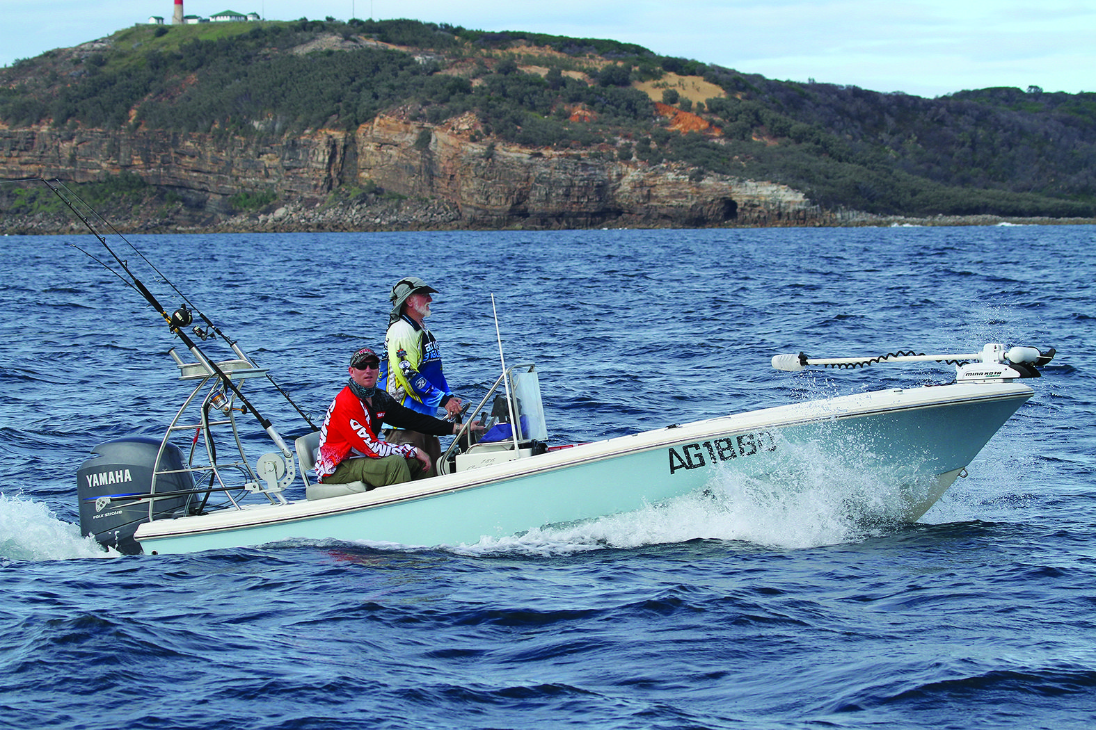 Aaron and John Gilmore in their pioneer boat.