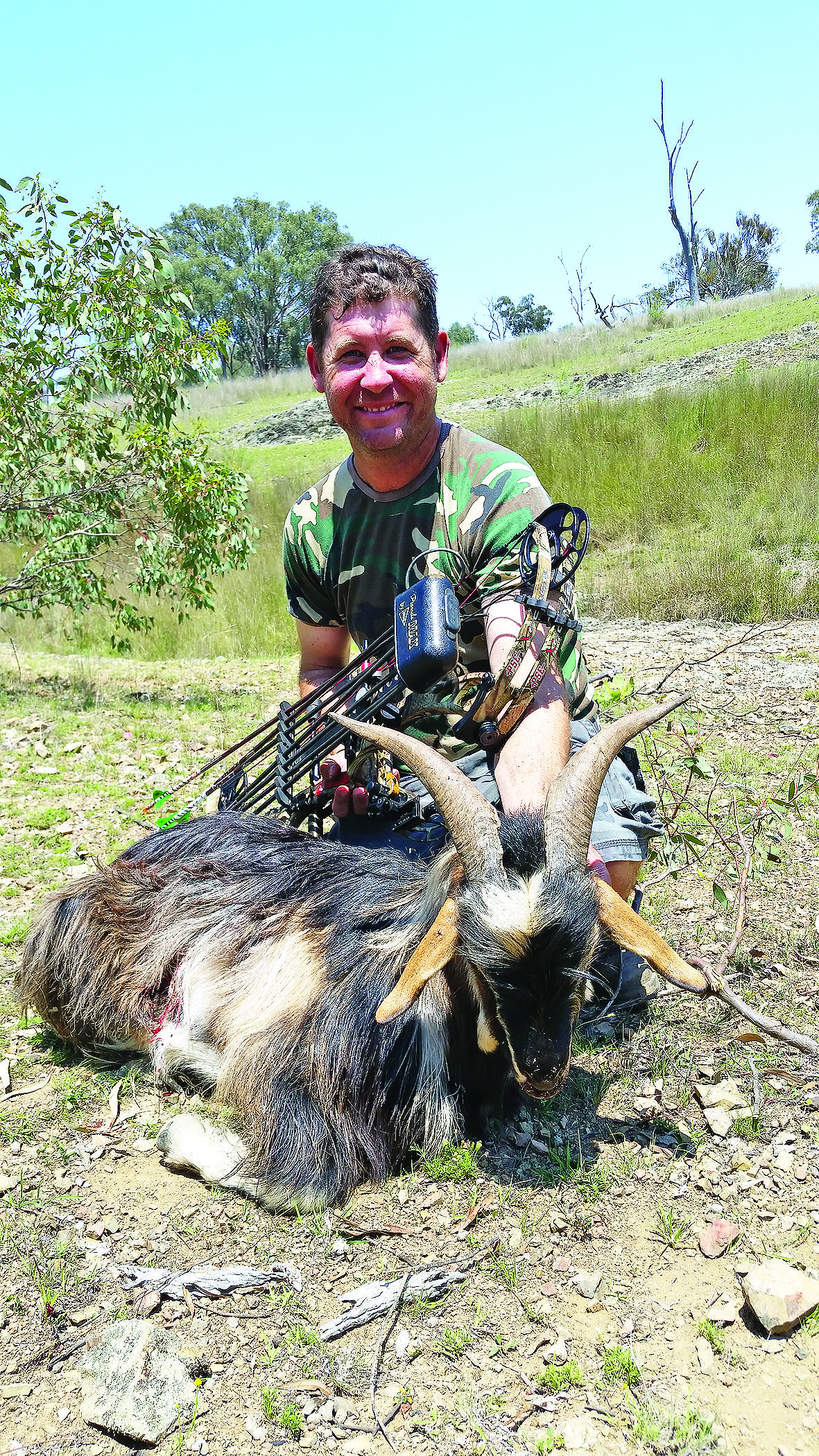 Glen with the first billy goat of the weekend taken down using his PSE Drive bow.