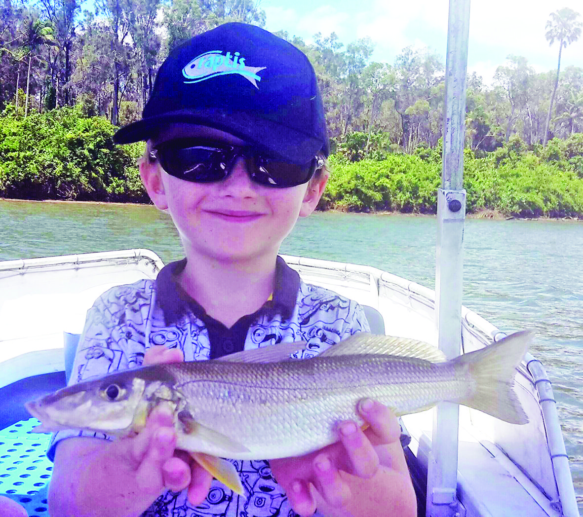 Young Brady with his first whiting, which was caught while trolling a small Pontoon21 lure.