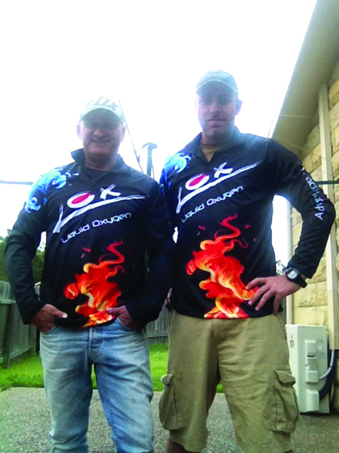 Nath and Caino in their fresh 2 Mates Fishin shirts.