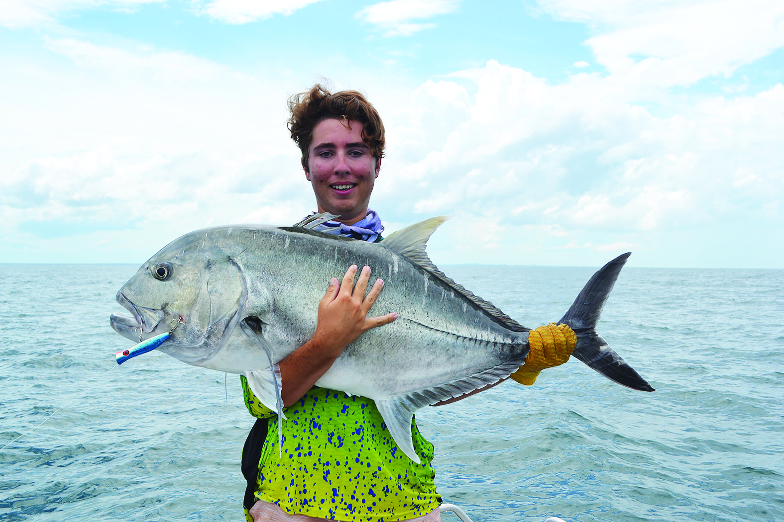 Matthew Horvath with a whopping 20kg giant trevally, which was a fantastic capture on 30lb tackle.