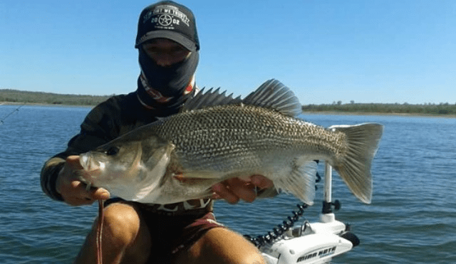 Dylan Brandley with a cracking 51cm bass caught on a spinnerbait in the main basin of Boondooma.