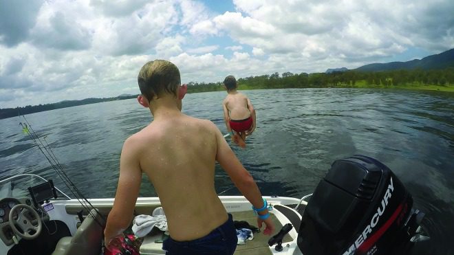 The kids made the most of a break and a swim.