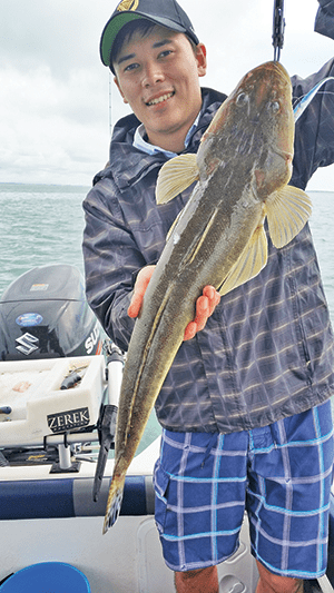 Travis landed this flathead by casting a Flash Wriggly and letting it sink to the bottom in 6m of water.