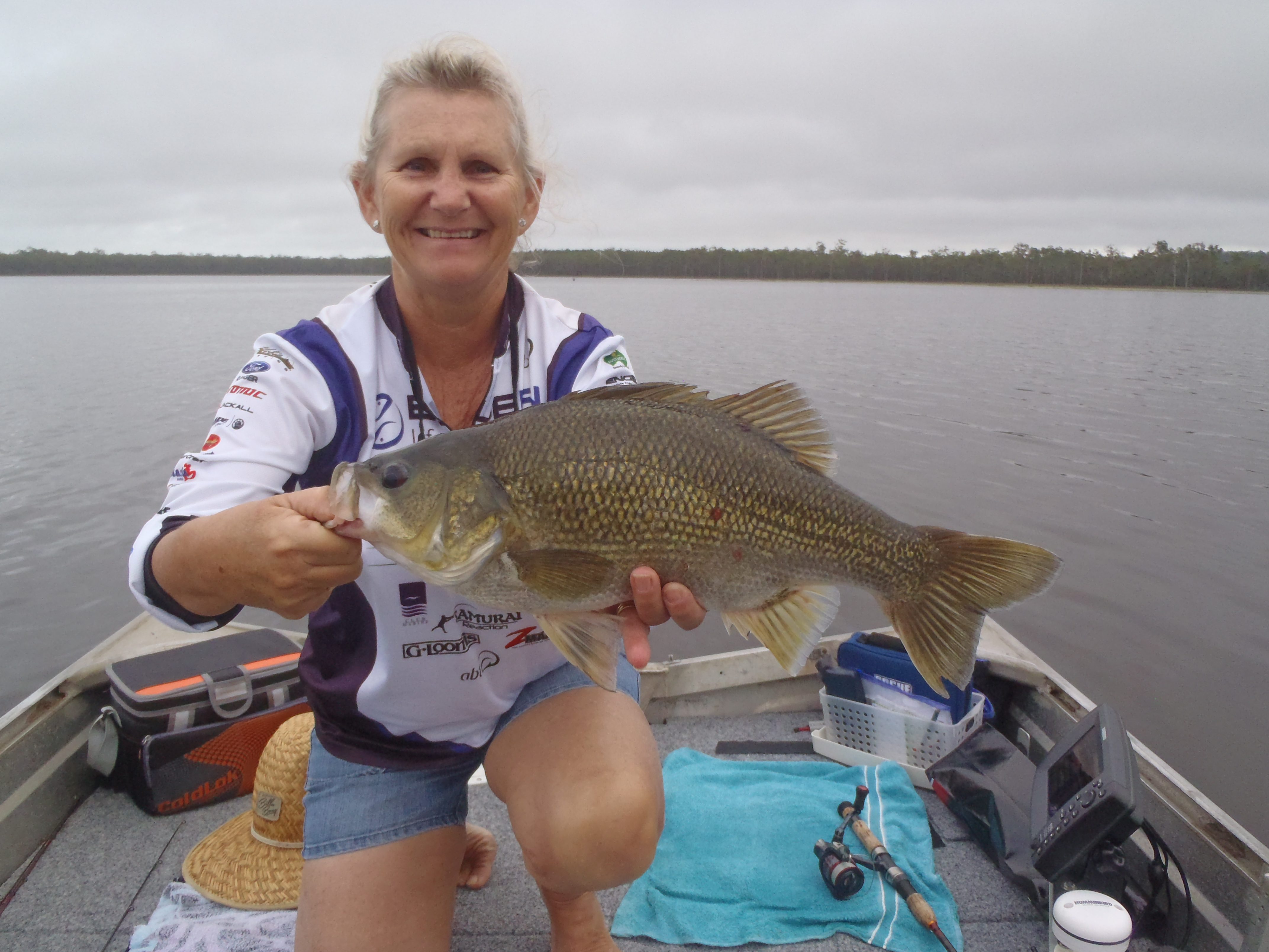 Sue Barber with the 1.91kg 45cm bass she caught at Lenthalls Dam last weekend.