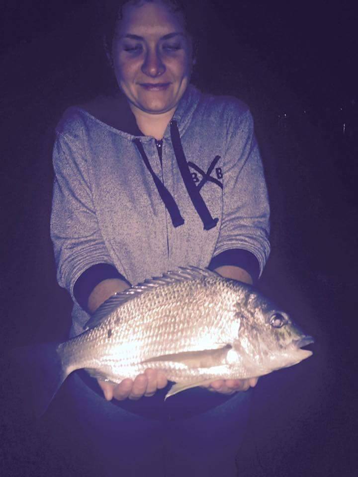 Bianca with the 39cm bream caught  recently in the Burnett River.