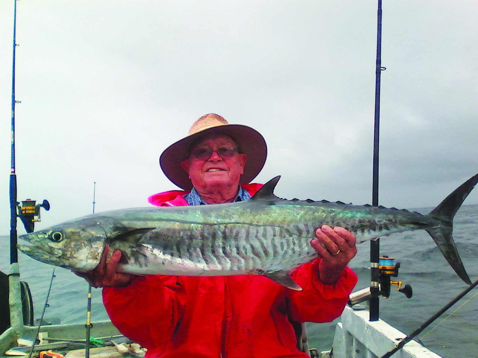 Hugh fished with the author on a rough and rainy day and landed this 8.3kg spanish mackerel.