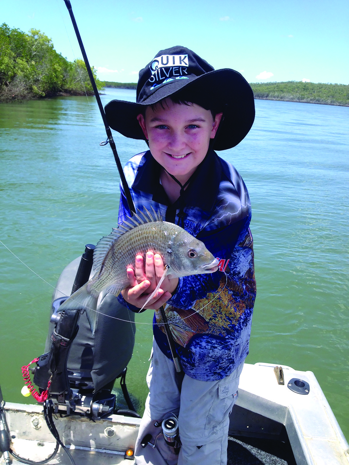 The author’s son with a Corio Bay bream.