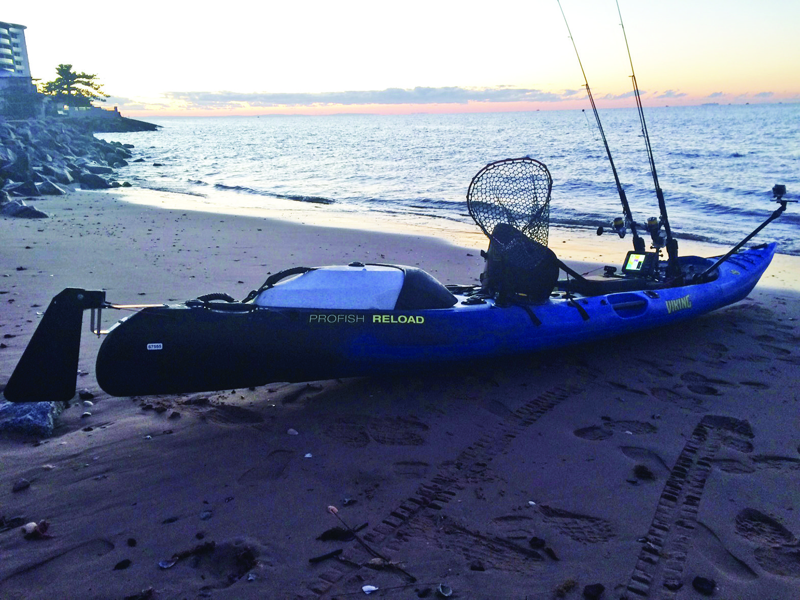 Ready to launch just after first light. The Viking Profish Reload was decked out with all the fruit.