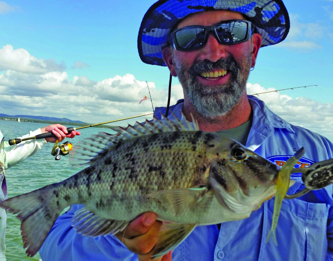 Several grassy sweetlip have been around. This specimen ate a Gobblers Jerk Shad.