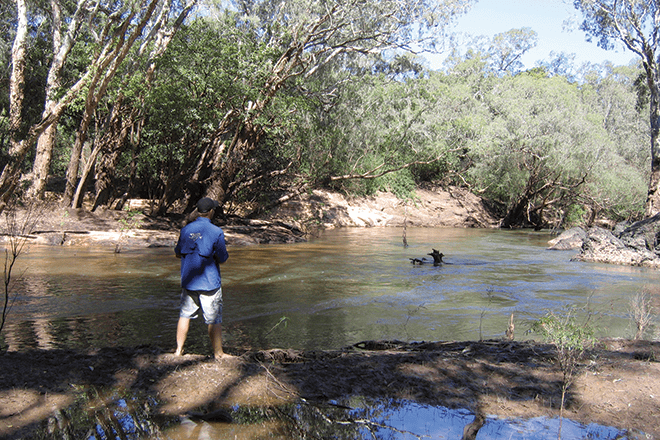 Drew Polderman fished a promising-looking creek junction. 