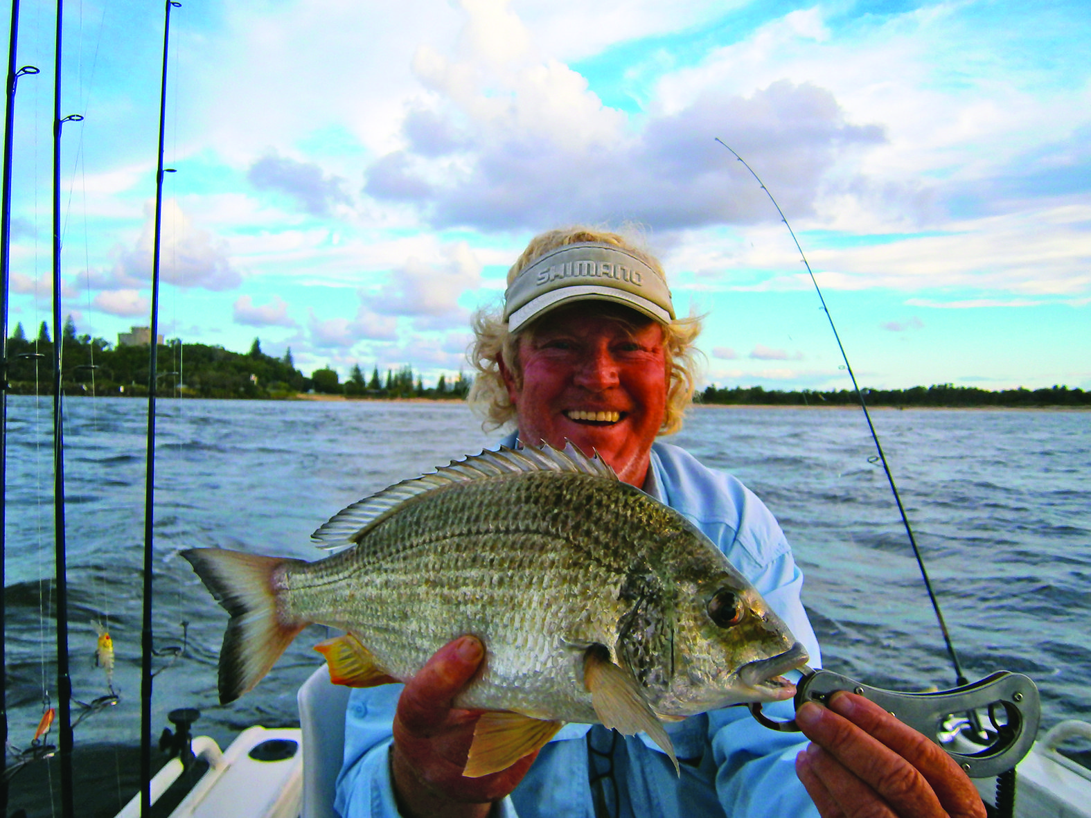 The author with a bream boated in the Clarence River.