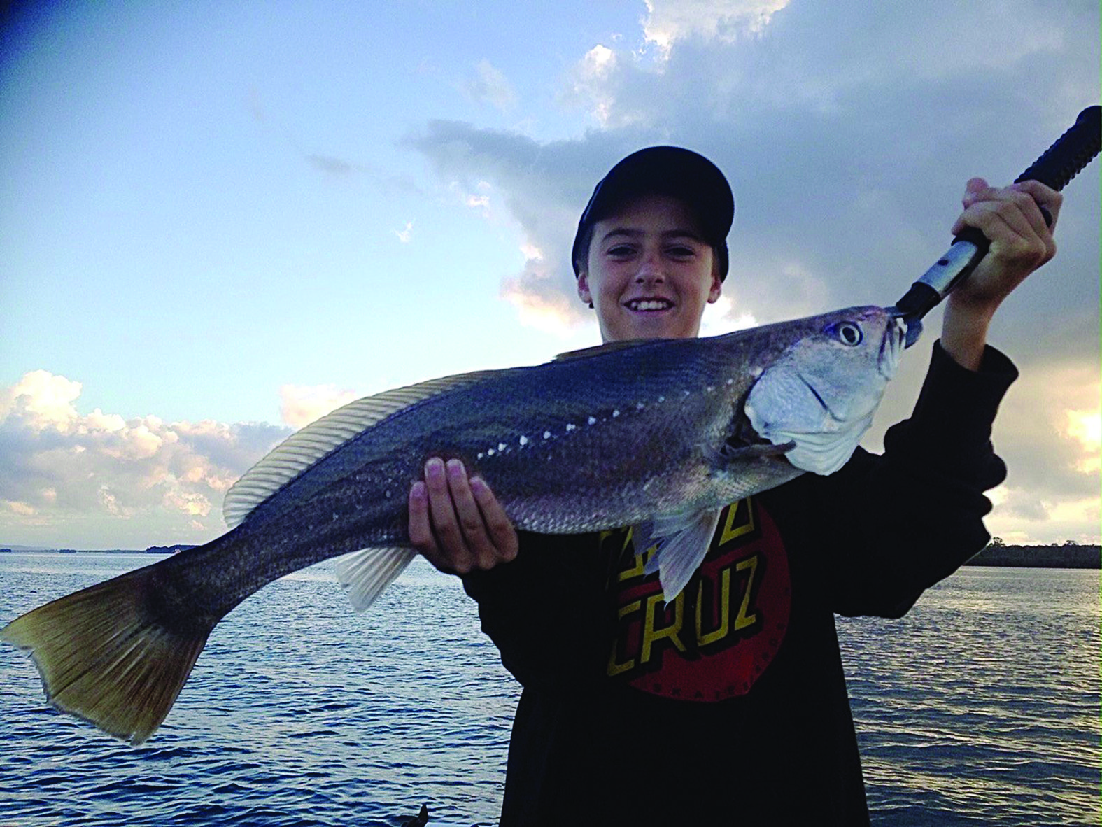 Christian with a lovely Broadwater jew caught during a very early morning trip.