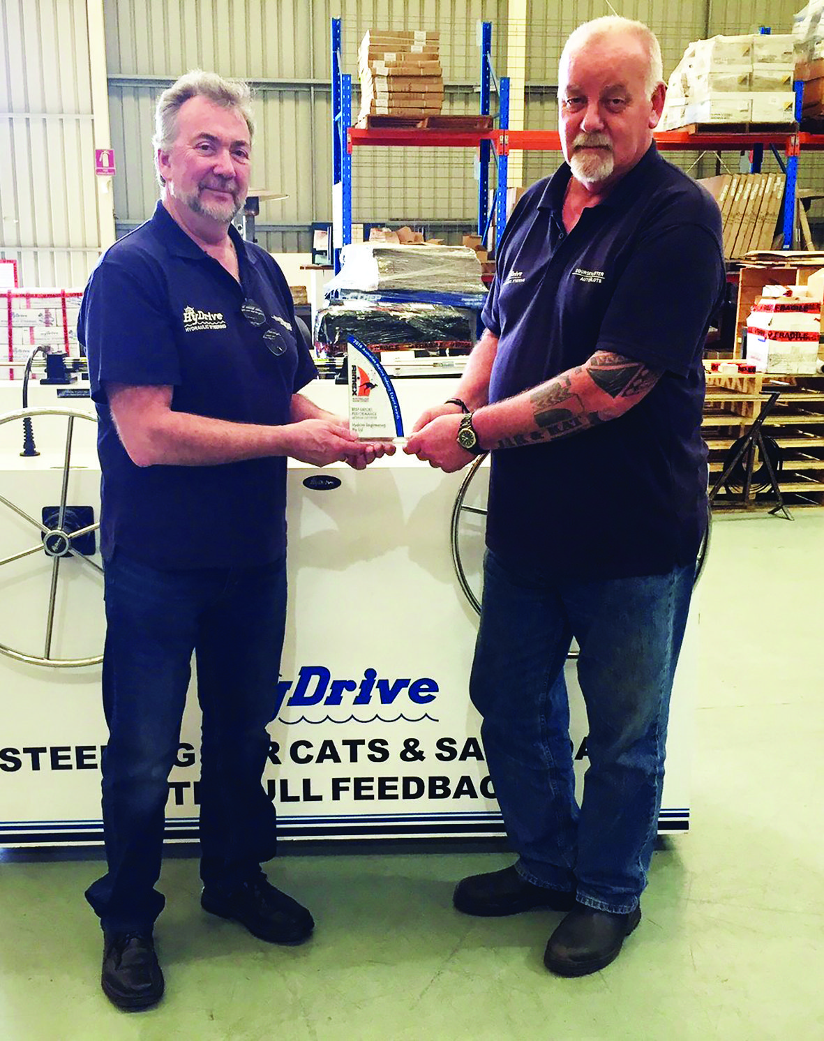 Grahame Anderson and production manager Steve Schenke at HyDrive Engineering's South Australian head office.