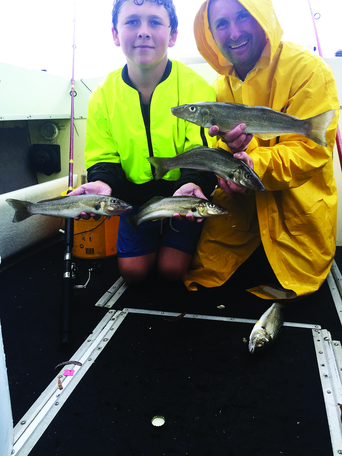 Although the weather was horrendous, quality whiting were taken on worm baits.