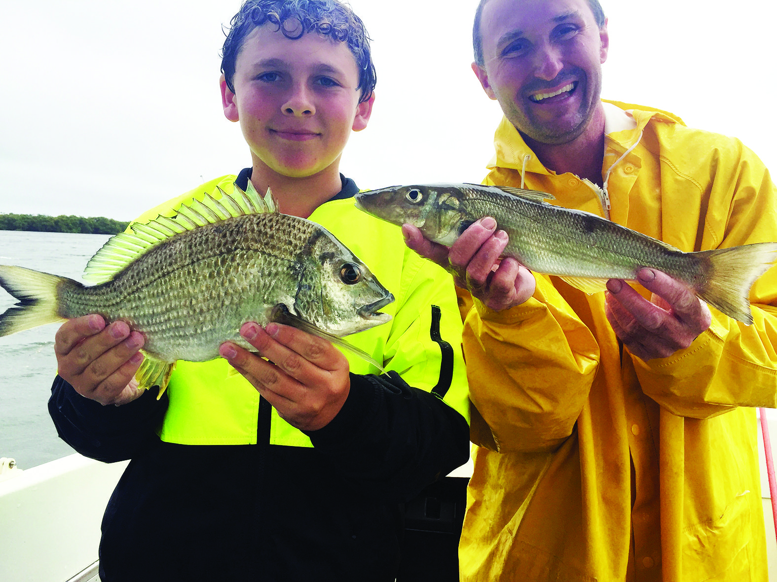 Cade’s bream and the author’s good-sized 40cm whiting.