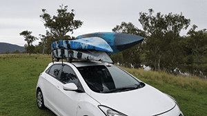 Three kayaks on a small hatchback. The J rack makes it easy. 