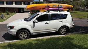 Large and small kayaks can be nested together. Use trial and error to work out the best method. 