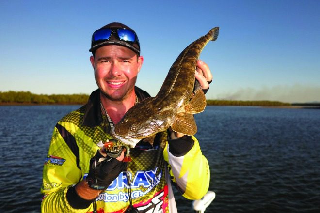 Boony with a good-sized Corio Bay lizard.