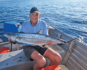 George Baumber had his work cut out handlining this spanish mackerel. 