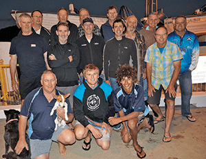 The happy charter crew with the skipper and deckies before heading for home at trip’s end. 