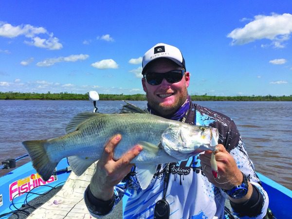 This just-legal barra took a Samaki Vibelicious jigged near a rock pile in the Fitzroy River.