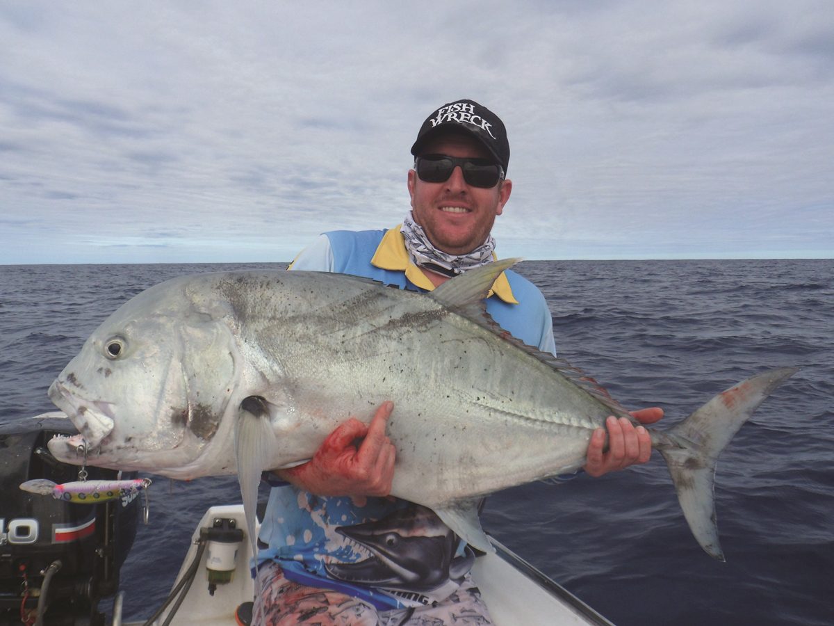 Matt’s best GT of the trip. The fish went 25-30kg and was trolled up on a Zerek Pelagic Z 180mm.