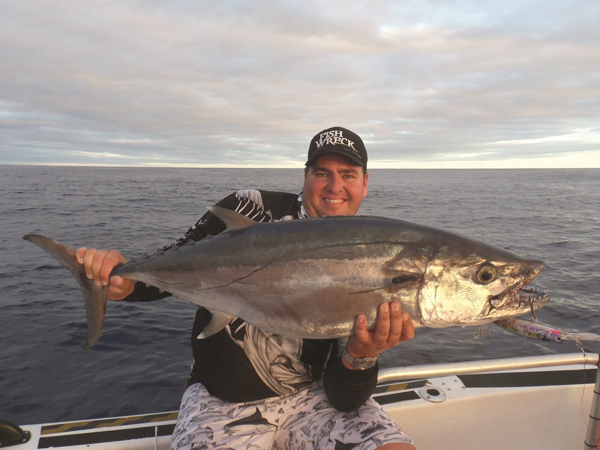 A solid dogtooth tuna Nick trolled up on a Zerek Pelagic Z 180mm. These things have serious pulling power.